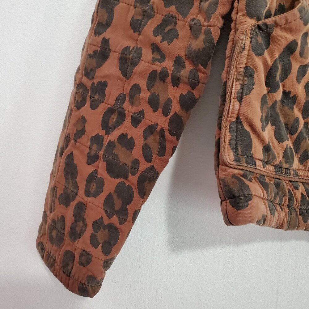 BLANK NYC Quilted Tencel Leopard Print Cropped Biker Brown Black Jacket Size S - Picture 6 of 9